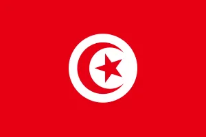 Drapeau de la Tunisie avec étoile et croissant.